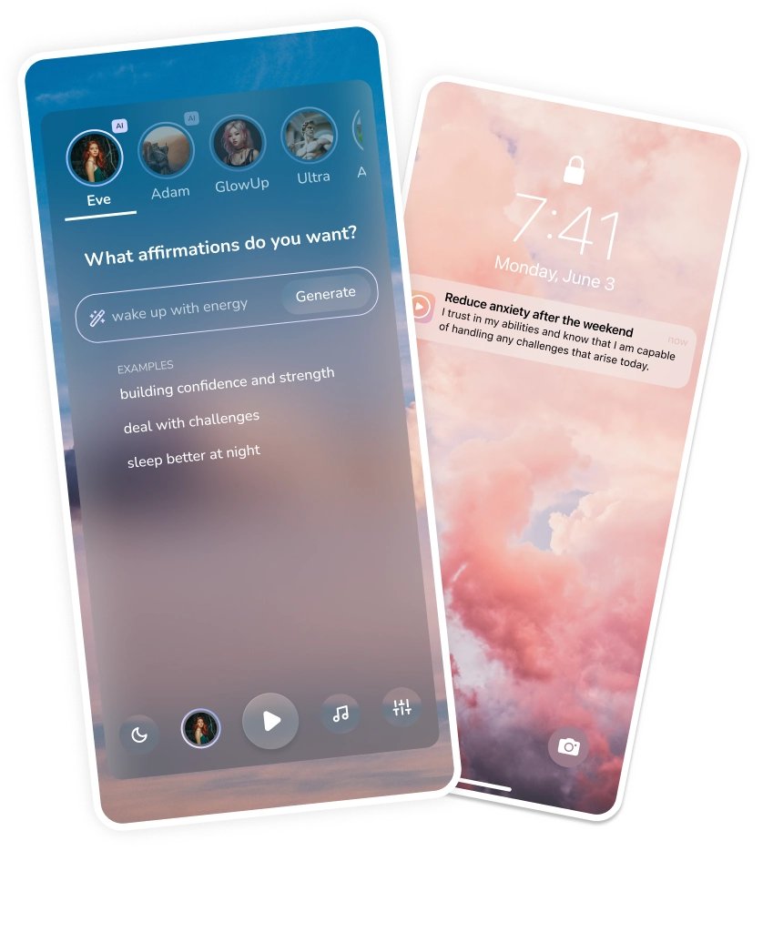 Screenshot of Affirmation Studio settings screen